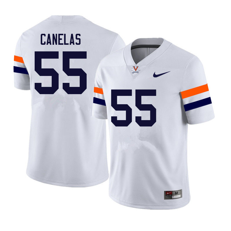 Men #55 Andrew Canelas Virginia Cavaliers College Football Jerseys Sale-White - Click Image to Close